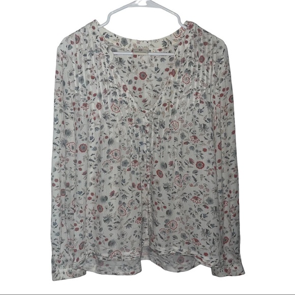 AG adriano goldshmeid lightweight white boho floral long sleeve top - Picture 2 of 8